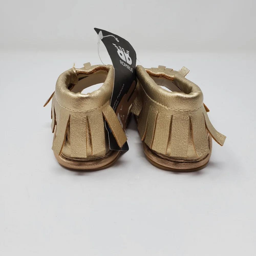 Romirus gold fringed loafers Size 12-18 Months new with tags
